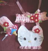 Sugar Toe Babies - Annette - Hello, My Kitty Bib, Ruffled headband and bottle cover