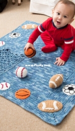 Yarnspirations - Red Heart - Nancy Anderson - RHC0202-019329V - Young Athlete Blanket and Rattles - Free