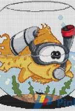 Scuba Diving Goldfish Caricature by Stitchtastic