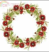 Poppies and Wheat Pillow from Wild Flowers in Cross Stitch by Jane Iles