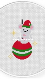 Daily Cross Stitch - Christmas Mouse Riding Bauble