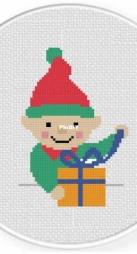 Daily Cross Stitch - Elf Preparing Gift