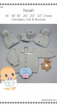 Designs by Tracy D - Noah Cardigan, Hat & Booties