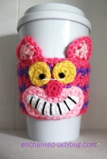 The Enchanted Ladybug - Angie Hale - Crochet Cheshire Cat Coffee Cup Cozy - Free