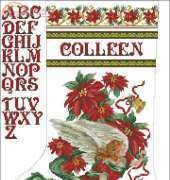 The Vermillion Stitchery 220 Poinsettia Angel Stocking XSD