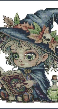 Moonlitpatterns - Cute girl Witch with Crossstitch XSD