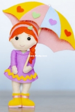 Escola de Feltro - Felt Rain Doll - Bonequinha Chuva de amor - Free