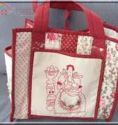 A bag with embroidered redwork