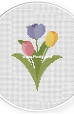 Daily Cross Stitch Colorful Tulip Bunch