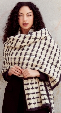 Windowpane Knit Blanket Scarf by Yarnspirations Design Studio - Free