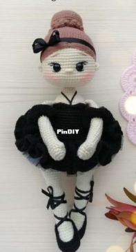 Crochet Friends Toys - Favorite Toys by Elena - Elena Bondarenko - Stepha the Ballerina wearing the  black dress