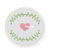 Daily Cross Stitch - Simple Wreath With A Heart