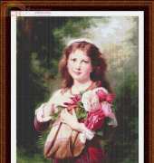 Classic Cross Stitch 678 - Young Girl with Roses by F. Andreotti