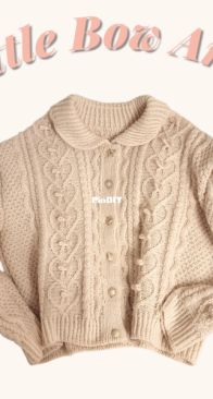 Little Bow Aran Cardigan by Wool & Molly Studio - English, Korean