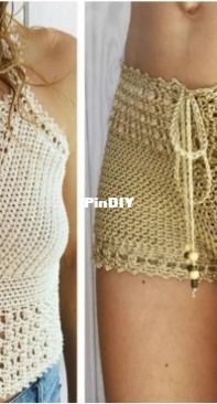 Capitana Uncino - Elina V - Leyla Crochet Top and highwaist Shorts Set