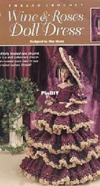 Annies Attic 871721 - Mae Meats - Wine and Roses Doll Dress