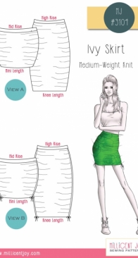 Millicent Joy Sewing Patterns MJ 3104 - Ivy Ruched Skirt - Sizes 0-12
