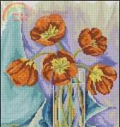Tulips in Vase from Чудесные Мгновения (Wonderful Moments Hand Embroidery) 8 2005 XSD