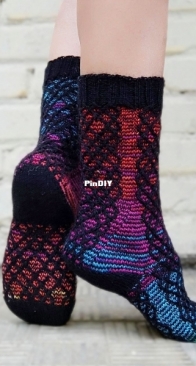 Mosaic Socks by S. Elkina - Russian