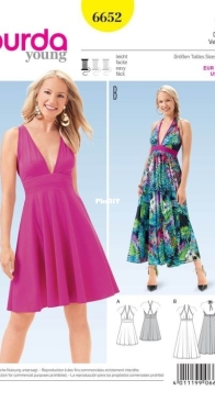 Burda Style - No 6652 - Dress - Sizes 32-42 - German, English, French, Dutch, Italian, Spanish, Swedish, Danish, Russian