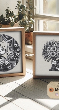 My Brave Stitch - Mickey with a bouquet and Mickey by the window by Hanna Levchuk SAGA