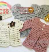 Yarn Blossom Boutique - Melissa Bradley - Toddler Cardigan and Beanie