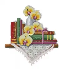 Art Stitch - Shelf With An Orchid by Anna Kuznetsova