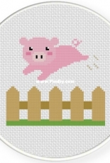 Daily Cross Stitch - Piggy over the Fence