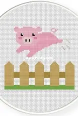 Daily Cross Stitch - Piggy over the Fence
