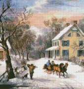 Artecy Cross Stitch - American Homestead in Winter - Currier and Ives