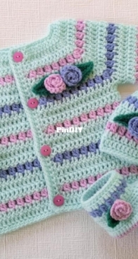 Tatjana Boutique - Tatjana474/ TatjanaBo - #122 - Baby Hat, Cardigan and Booties 3-6 months