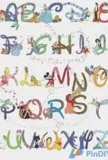 Alphabet Disney characters ABC Disney - A as Ariel Little Mermaid, B as Bambi
