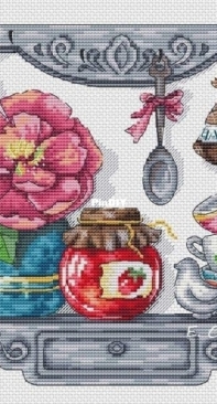Lovely Stitches - Shelf with Pion by Ekaterina Seryogina