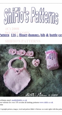 Shifios Dream Patterns - Pattern 116 - Heart Dummy Bib And  Bottle Cover