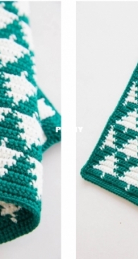 Hookok - Elaine and Jennie - Christmas Tree Dishcloth - Free