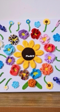 My flower crochet on canvas