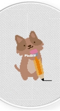 Daily Cross Stitch - Writing Puppy