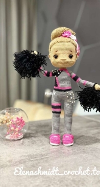 Crochet Toys - Elena Shmidt - Елена Шмидт - Cheerleader Veronica Doll - Кукла Чирлидер Вероника - Russian
