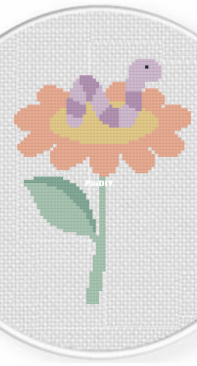 Daily Cross Stitch - Worm on Flower