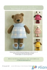 Bear/Panda Girl in a plaid Dress by Julie Williams - Little Cotton Rabbits
