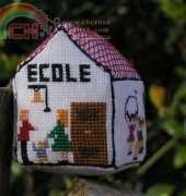 Small Town in 3D Cross Stitch - School