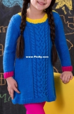 Red Heart Girls Cabled Dress - Free