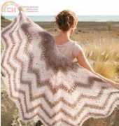 DropsDesign 130-1 Shawl with lace and zigzag