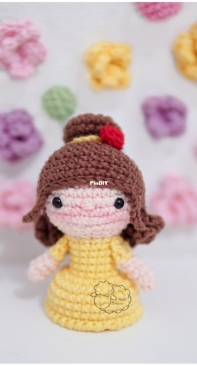 Receitas Carneirinho - Izabel Carneiro - Princess Belle Finger Puppet - Dedoche Princesa Bela - Portuguese