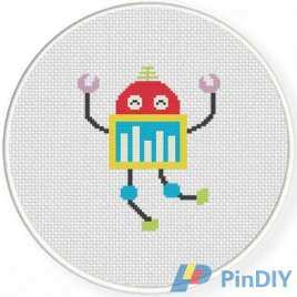 Daily Cross Stitch - Happy Robot