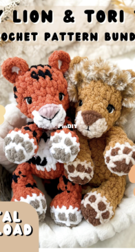 Sprinkle of Crochet - Crochet Lion & Tiger Pattern Bundle | Tori Rory | Amigurumi Lion Tiger | No sew | Safari Animal Pattern | Market Makes | SprinkleofCrochet