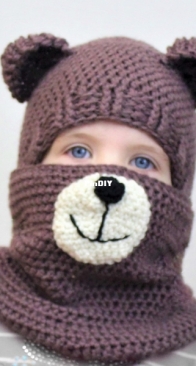 The Easy Design - April Miller - Blair Bear Set / hat and Cowl - Ensemble / Bonnet et cagoule - English and French