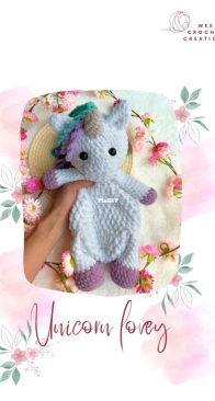 Purfect Crochet - Wee Crochet Creations - Rona - Unicorn Lovey