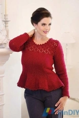 Deramores-Peplum Jumper in Deramores Vintage Chunky by Deramores Retail Ltd.