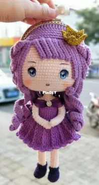 Yi Shu Handmade - Purple Outfit Nikki Golden Frame Purse - Chinese